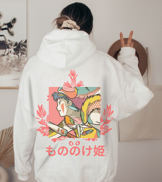 Princess Mononoke Hoodie with Back Print – 100% Cotton Studio Ghibli Inspired Pullover