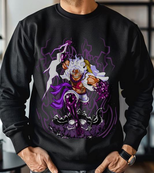 Luffy Gear 5 One Piece Sweatshirt – 100% Cotton Anime Pullover for Straw Hat Fans