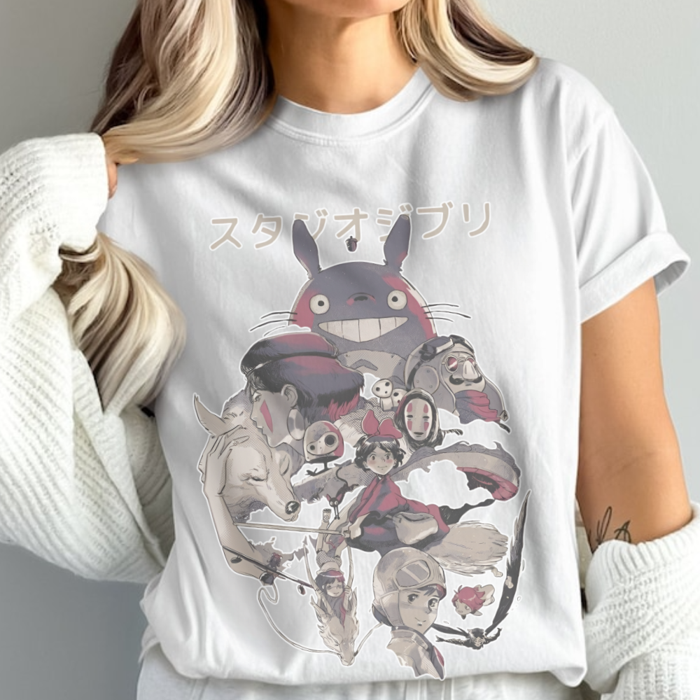 Totoro Ghibli Miyazaki T-Shirt – 100% Cotton Anime Tee for Fans