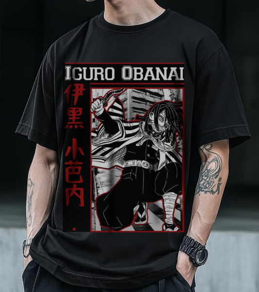 Iguro Obanai Demon Slayer T-Shirt – 100% Cotton Anime Tee Featuring the Serpent Hashira