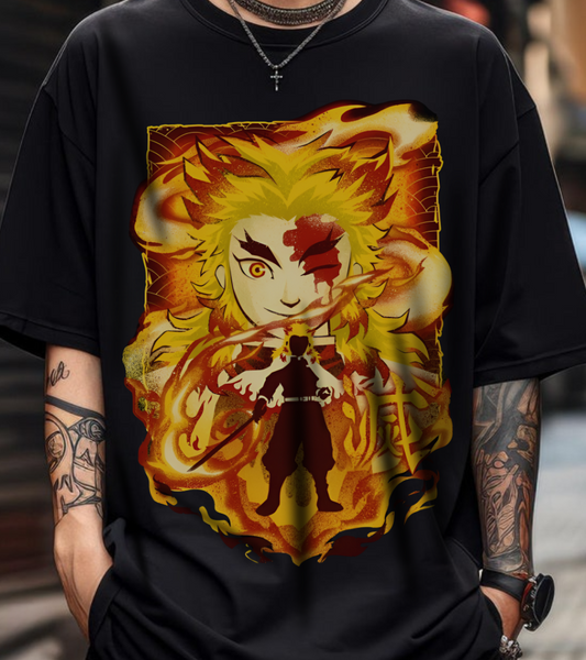 Kyojuro Rengoku Demon Slayer T-Shirt – 100% Cotton Anime Tee for Flame Hashira Fans