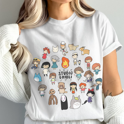 Chibi Ghibli T-Shirt – Cute Anime Characters Tee in 100% Cotton