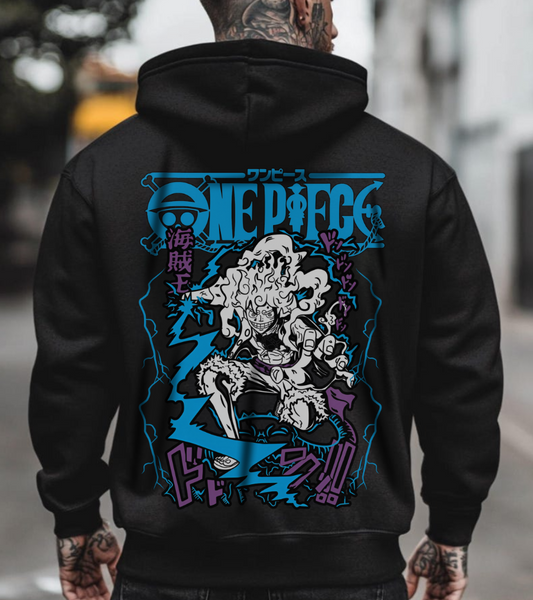 Luffy Gear Back Print Hoodie – One Piece 100% Cotton Anime Hoodie Featuring Gear 5 Design
