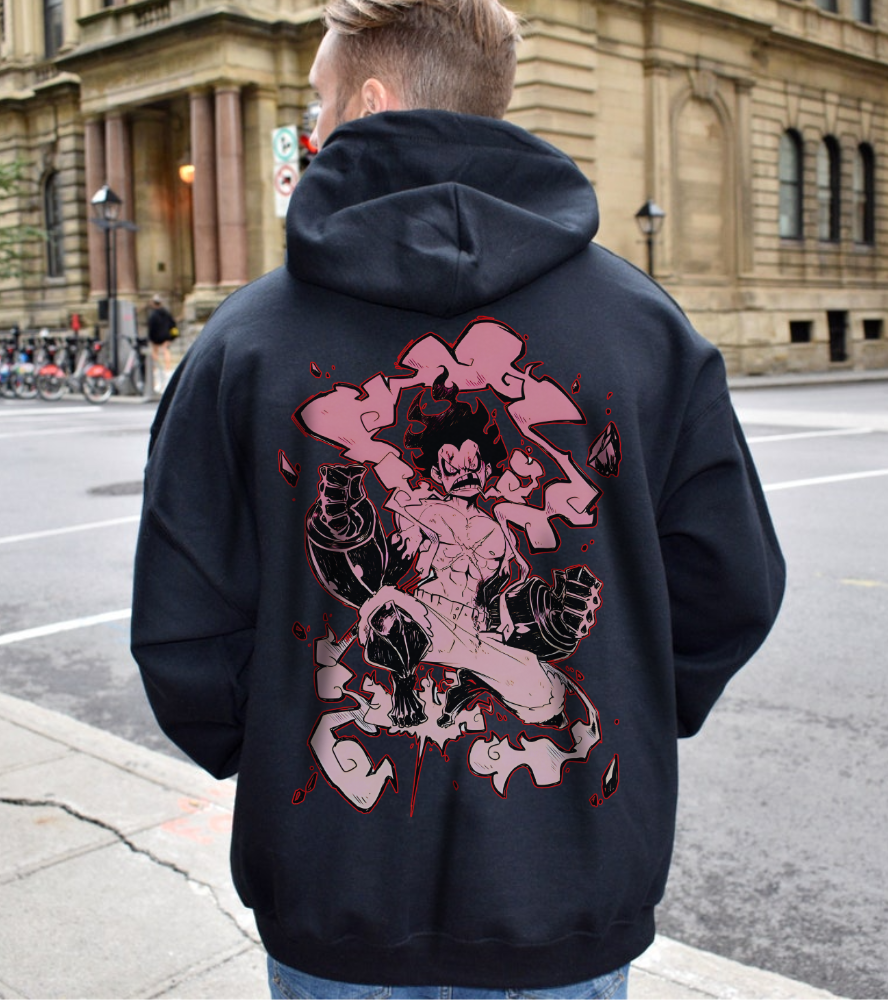 Luffy Gear Fourth Snakeman Back Print Hoodie – 100% Cotton One Piece Anime Hoodie