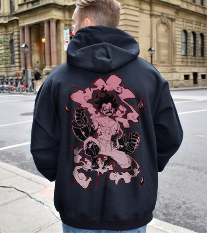 Luffy Gear Fourth Snakeman Back Print Hoodie – 100% Cotton One Piece Anime Hoodie