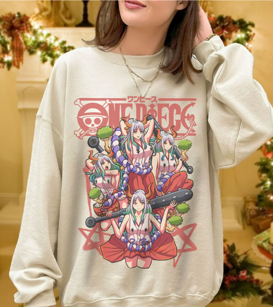 Yamato One Piece Sweatshirt – 100% Cotton Anime Pullover for Wano Arc Fans