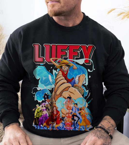 Luffy and Friends One Piece Sweatshirt – 100% Cotton Anime Crew Pullover