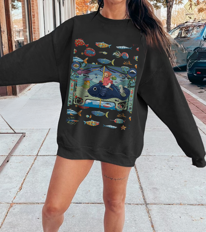 Ponyo Sea Love Sweatshirt – 100% Cotton Studio Ghibli Pullover for Anime and Ocean Lovers