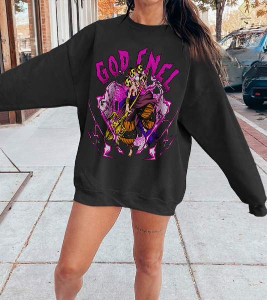 God Enel One Piece Sweatshirt – 100% Cotton Anime Pullover Featuring Thunder God of Skypiea