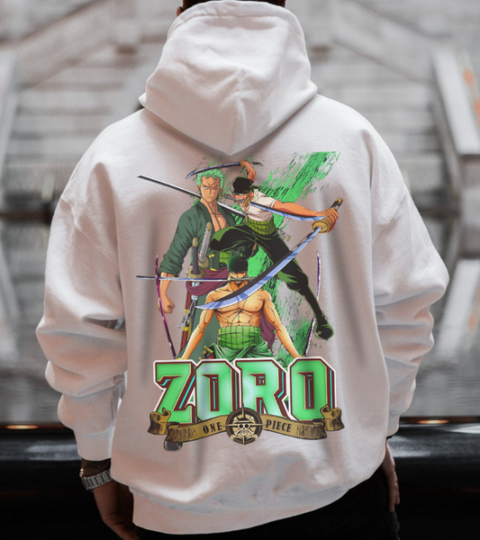 Roronoa Zoro Sword Back Print Hoodie – 100% Cotton One Piece Anime Hoodie