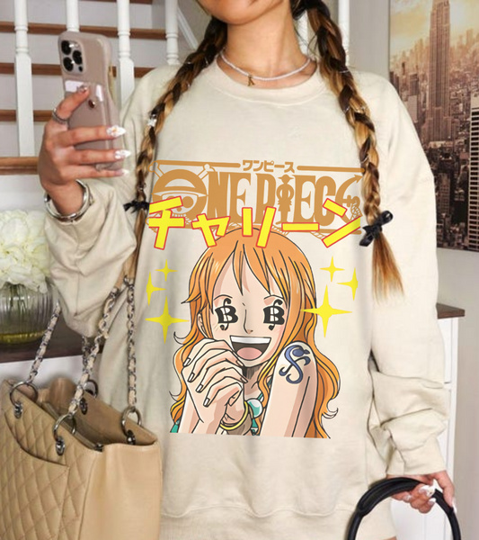 Nami One Piece Sweatshirt – 100% Cotton Anime Pullover for Straw Hat Fans