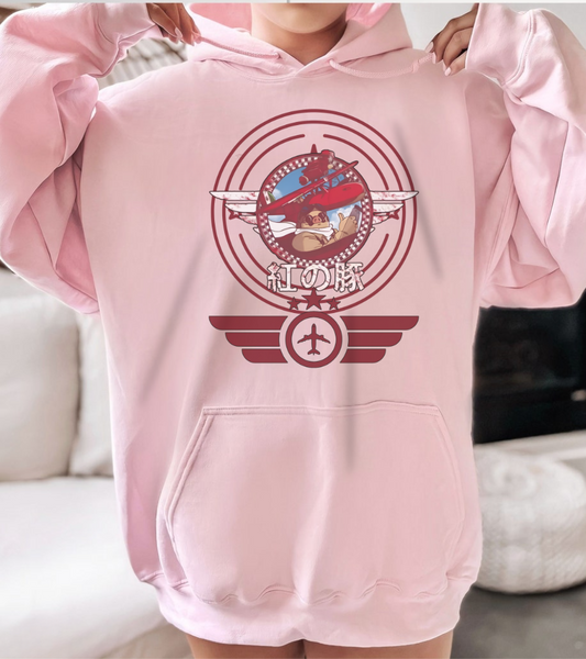 Porco Rosso Aviator Hoodie – 100% Cotton Studio Ghibli Pilot Anime Sweatshirt
