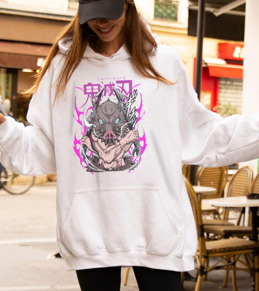 Inosuke Hashibira Demon Slayer Hoodie – 100% Cotton Anime Hoodie for Boar Head Fans