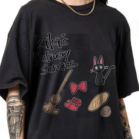 Jiji Cat Ghibli T-Shirt – 100% Cotton Kiki’s Delivery Service Tee