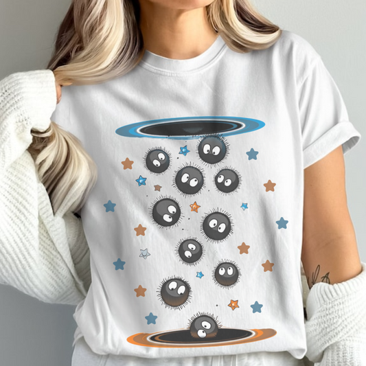 Soot Sprites Portal T-Shirt 100% Cotton Studio Ghibli Anime Tee