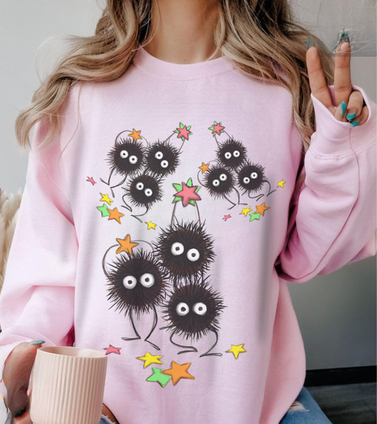 Soot Sprites Fantasy Sweatshirt – 100% Cotton Cozy Anime Pullover for Studio Ghibli Fans
