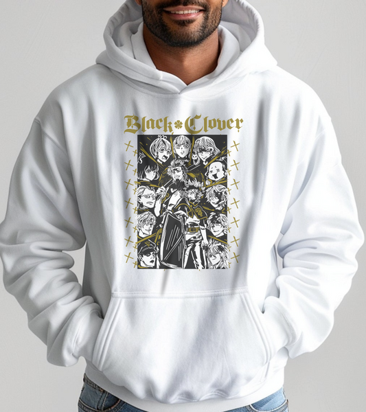 Black Clover Characters Hoodie – 100% Cotton Anime Hooded Sweatshirt – Asta Yuno Noelle Pullover for Fans