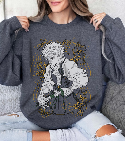Sanemi Shinazugawa Demon Slayer Sweatshirt – 100% Cotton Anime Pullover for Kimetsu no Yaiba Fans