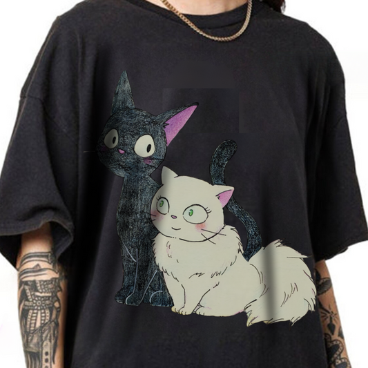 Jiji Cat Lover Shirt – Ghibli Anime Cotton Tee for Cat Fans