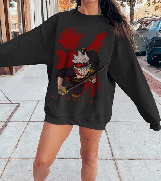 Asta Black Clover Sweatshirt – 100% Cotton Anime Pullover for True Magic Knight Fans
