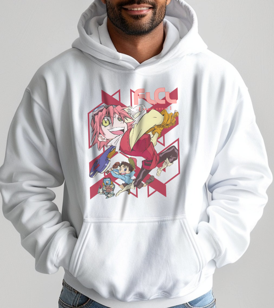 FLCL Hoodie – 100% Cotton Gildan 18500 | Fooly Cooly Classic Anime Hoodie for True Fans