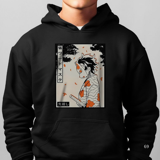 Tanjiro Kamado Mask Warrior Hoodie | 100% Cotton Demon Slayer Anime Hoodie