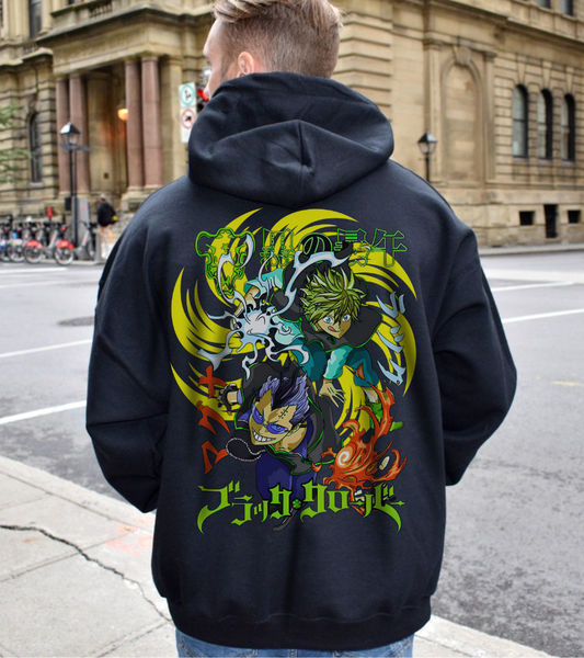 Magna and Luck Black Clover Back Print Hoodie – 100% Cotton Anime Sweatshirt for True Fans